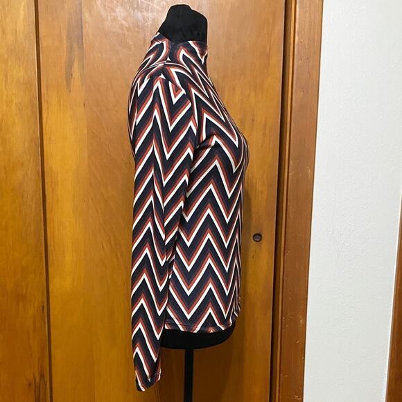 Chevron Long Sleeve Top Mock Turtleneck Soft Stretch Fall Autumn Winter - Picture 5 of 6